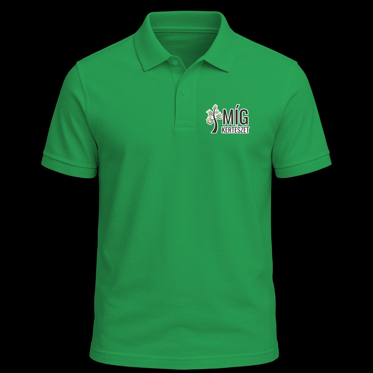 Póló, galléros (zöld) - Míg Kertészet logóval